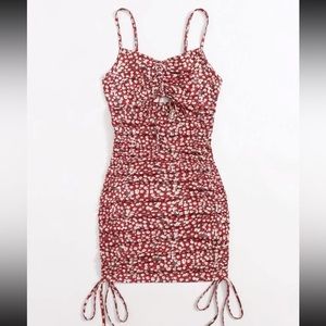 Drawstring Floral Dress